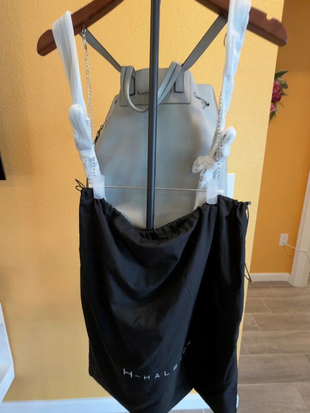 H by Halston NWOT leather backpack with dust bag